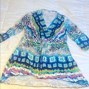 Alberto Makali Blue Green Graphic Tunic XL